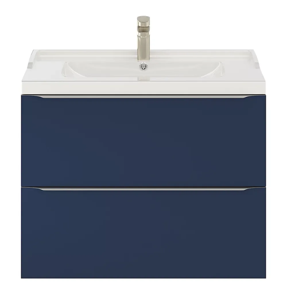 Meuble Buanderie|Meuble De Salle De Bains Faible Profondeur|GoodHome Meuble sous vasque suspendu bleu nuit mat l.80 x H.60 x P.45 cm, Imandra