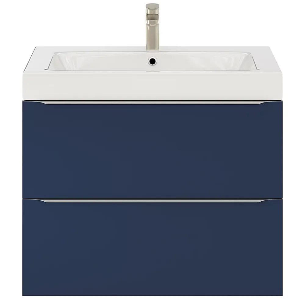 Meuble Buanderie|Meuble De Salle De Bains Faible Profondeur|GoodHome Meuble sous vasque suspendu bleu nuit mat l.80 x H.60 x P.45 cm, Imandra