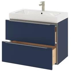Meuble Buanderie|Meuble De Salle De Bains Faible Profondeur|GoodHome Meuble sous vasque suspendu bleu nuit mat l.80 x H.60 x P.45 cm, Imandra