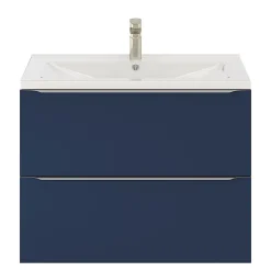 Meuble Buanderie|Meuble De Salle De Bains Faible Profondeur|GoodHome Meuble sous vasque suspendu bleu nuit mat l.80 x H.60 x P.45 cm, Imandra