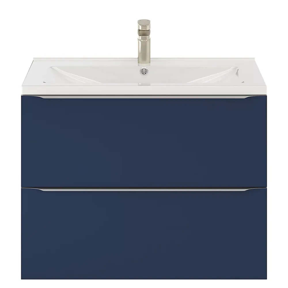 Meuble Buanderie|Meuble De Salle De Bains Faible Profondeur|GoodHome Meuble sous vasque suspendu bleu nuit mat l.80 x H.60 x P.45 cm, Imandra