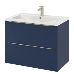 Meuble Buanderie|Meuble De Salle De Bains Faible Profondeur|GoodHome Meuble sous vasque suspendu bleu nuit mat l.80 x H.60 x P.45 cm, Imandra
