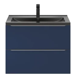 Meuble Buanderie|Meuble De Salle De Bains Faible Profondeur|GoodHome Meuble sous vasque suspendu bleu nuit mat l.80 x H.60 x P.45 cm, Imandra