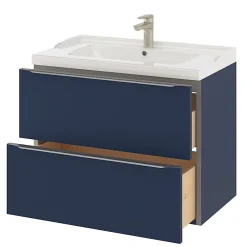 Meuble Buanderie|Meuble De Salle De Bains Faible Profondeur|GoodHome Meuble sous vasque suspendu bleu nuit mat l.80 x H.60 x P.45 cm, Imandra