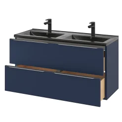 Meuble Buanderie|Meuble De Salle De Bains Faible Profondeur|GoodHome Meuble sous vasque suspendu bleu nuit mat l.120 x H.60 x P.45 cm, Imandra