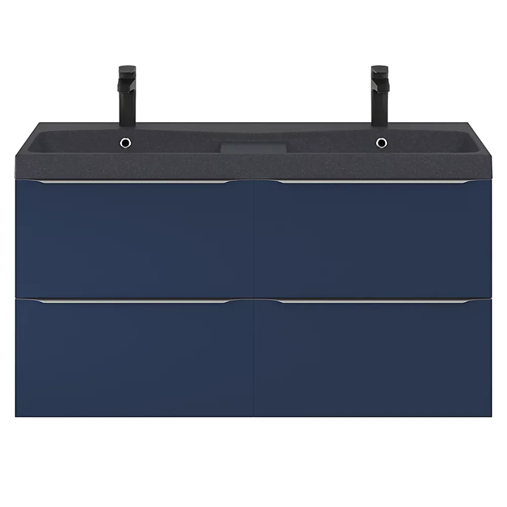 Meuble Buanderie|Meuble De Salle De Bains Faible Profondeur|GoodHome Meuble sous vasque suspendu bleu nuit mat l.120 x H.60 x P.45 cm, Imandra