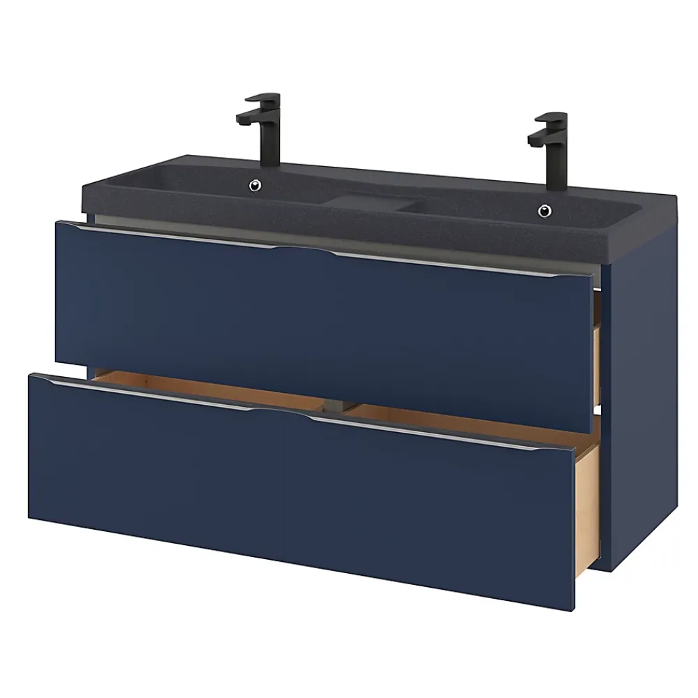 Meuble Buanderie|Meuble De Salle De Bains Faible Profondeur|GoodHome Meuble sous vasque suspendu bleu nuit mat l.120 x H.60 x P.45 cm, Imandra