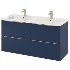 Meuble Buanderie|Meuble De Salle De Bains Faible Profondeur|GoodHome Meuble sous vasque suspendu bleu nuit mat l.120 x H.60 x P.45 cm, Imandra