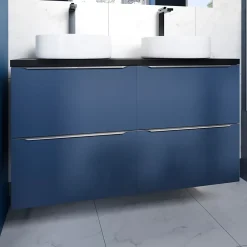 Meuble Buanderie|Meuble De Salle De Bains Faible Profondeur|GoodHome Meuble sous vasque suspendu bleu nuit mat l.120 x H.60 x P.45 cm, Imandra