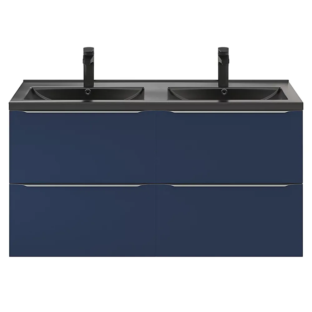Meuble Buanderie|Meuble De Salle De Bains Faible Profondeur|GoodHome Meuble sous vasque suspendu bleu nuit mat l.120 x H.60 x P.45 cm, Imandra