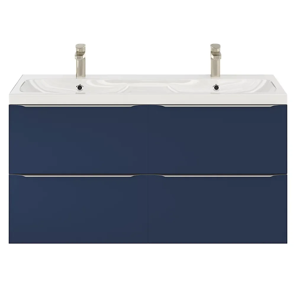 Meuble Buanderie|Meuble De Salle De Bains Faible Profondeur|GoodHome Meuble sous vasque suspendu bleu nuit mat l.120 x H.60 x P.45 cm, Imandra