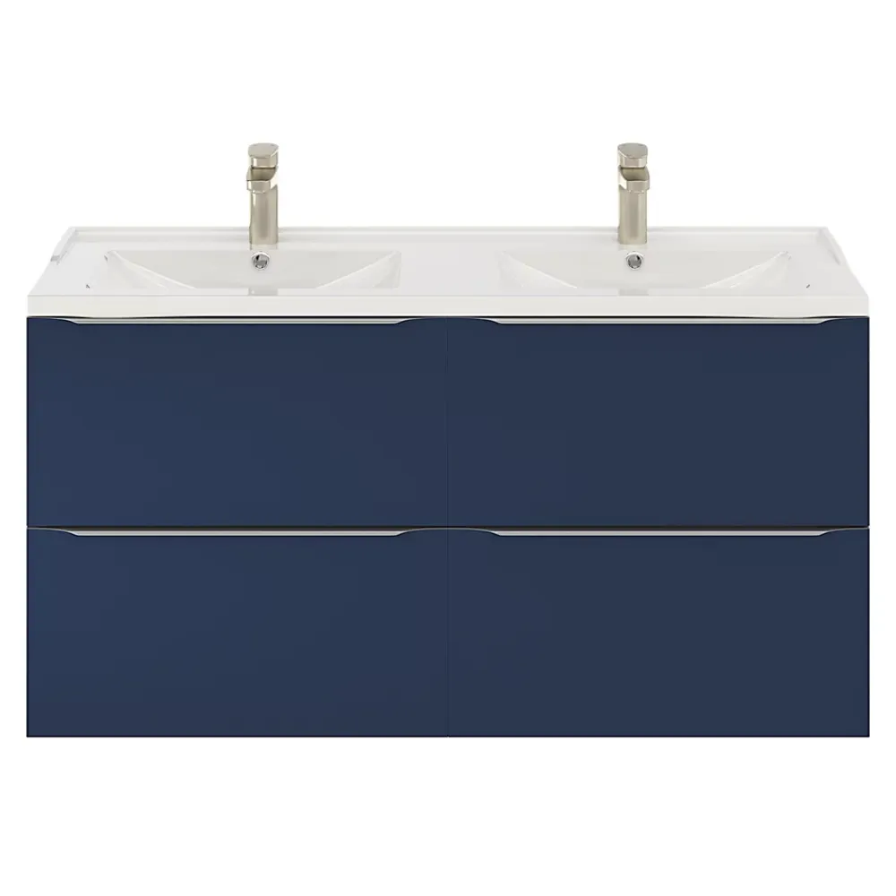 Meuble Buanderie|Meuble De Salle De Bains Faible Profondeur|GoodHome Meuble sous vasque suspendu bleu nuit mat l.120 x H.60 x P.45 cm, Imandra