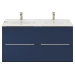 Meuble Buanderie|Meuble De Salle De Bains Faible Profondeur|GoodHome Meuble sous vasque suspendu bleu nuit mat l.120 x H.60 x P.45 cm, Imandra