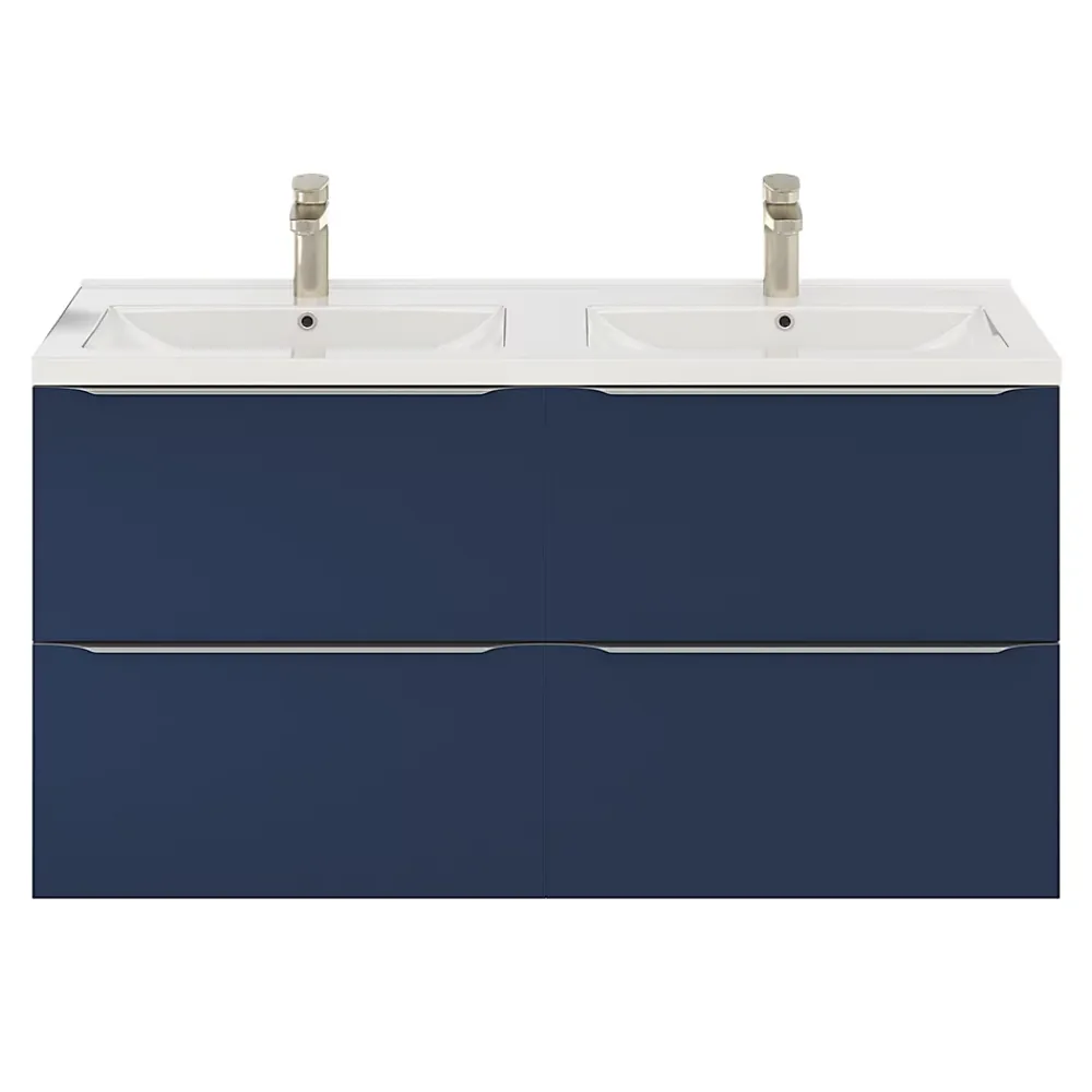 Meuble Buanderie|Meuble De Salle De Bains Faible Profondeur|GoodHome Meuble sous vasque suspendu bleu nuit mat l.120 x H.60 x P.45 cm, Imandra