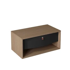Meuble Buanderie|Decotec Meuble sous vasque suspendu noir mat 1 tiroir l.90 x H.40 x P.50 cm, Havana