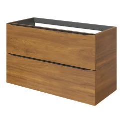 Meuble Buanderie|Meuble De Salle De Bains Faible Profondeur|GoodHome Meuble sous vasque suspendu effet noyer l.100 x H.60 x P.45 cm, Imandra