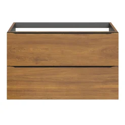 Meuble Buanderie|Meuble De Salle De Bains Faible Profondeur|GoodHome Meuble sous vasque suspendu effet noyer l.100 x H.60 x P.45 cm, Imandra