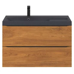 Meuble Buanderie|Meuble De Salle De Bains Faible Profondeur|GoodHome Meuble sous vasque suspendu effet noyer l.100 x H.60 x P.45 cm, Imandra