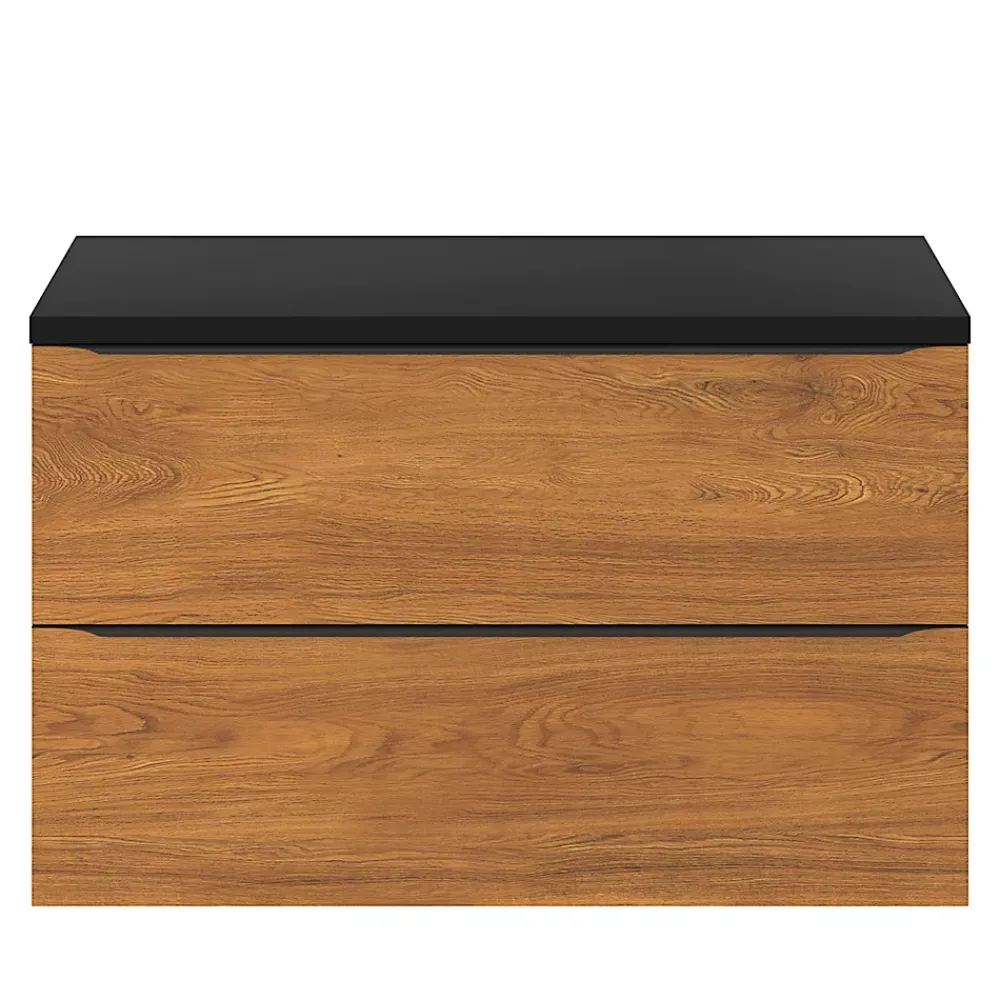 Meuble Buanderie|Meuble De Salle De Bains Faible Profondeur|GoodHome Meuble sous vasque suspendu effet noyer l.100 x H.60 x P.45 cm, Imandra