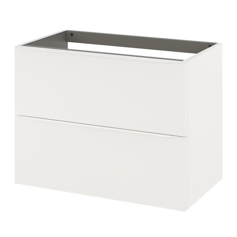 Meuble Buanderie|GoodHome Meuble sous vasque suspendu blanc mat l.80 x H.60 x P.45 cm, Imandra