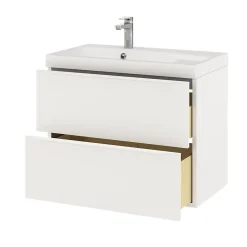 Meuble Buanderie|GoodHome Meuble sous vasque suspendu blanc mat l.80 x H.60 x P.45 cm, Imandra
