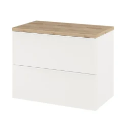 Meuble Buanderie|GoodHome Meuble sous vasque suspendu blanc mat l.80 x H.60 x P.45 cm, Imandra