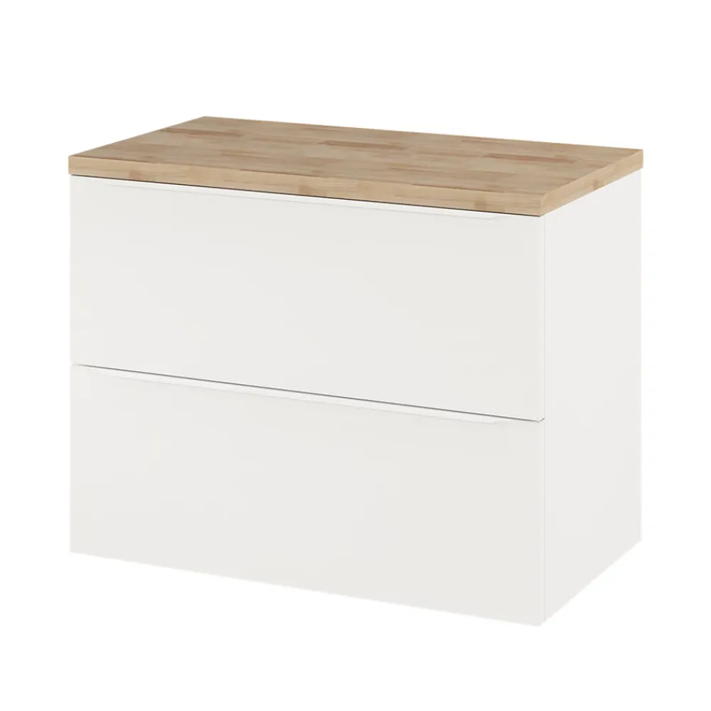 Meuble Buanderie|GoodHome Meuble sous vasque suspendu blanc mat l.80 x H.60 x P.45 cm, Imandra