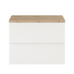 Meuble Buanderie|GoodHome Meuble sous vasque suspendu blanc mat l.80 x H.60 x P.45 cm, Imandra