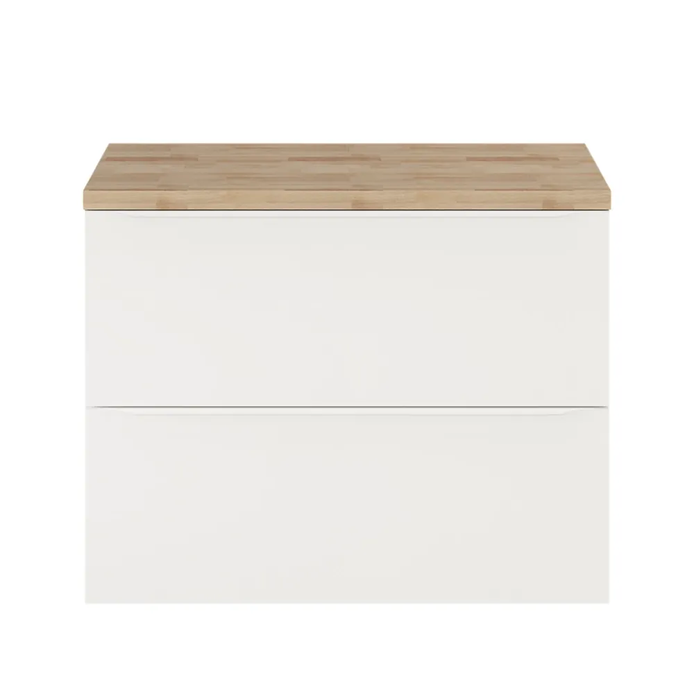 Meuble Buanderie|GoodHome Meuble sous vasque suspendu blanc mat l.80 x H.60 x P.45 cm, Imandra