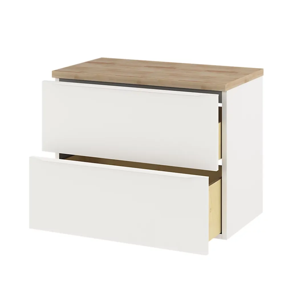 Meuble Buanderie|GoodHome Meuble sous vasque suspendu blanc mat l.80 x H.60 x P.45 cm, Imandra