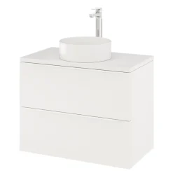 Meuble Buanderie|GoodHome Meuble sous vasque suspendu blanc mat l.80 x H.60 x P.45 cm, Imandra