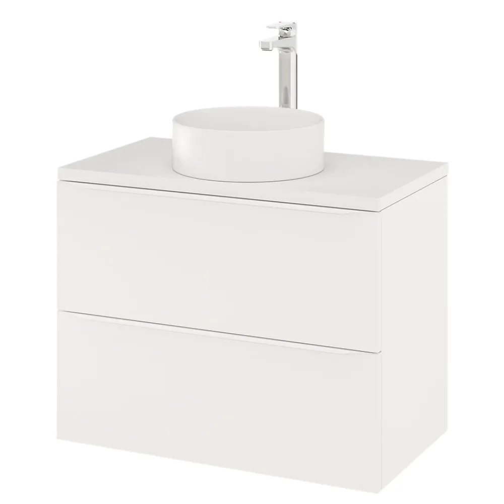 Meuble Buanderie|GoodHome Meuble sous vasque suspendu blanc mat l.80 x H.60 x P.45 cm, Imandra