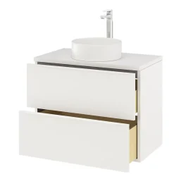 Meuble Buanderie|GoodHome Meuble sous vasque suspendu blanc mat l.80 x H.60 x P.45 cm, Imandra