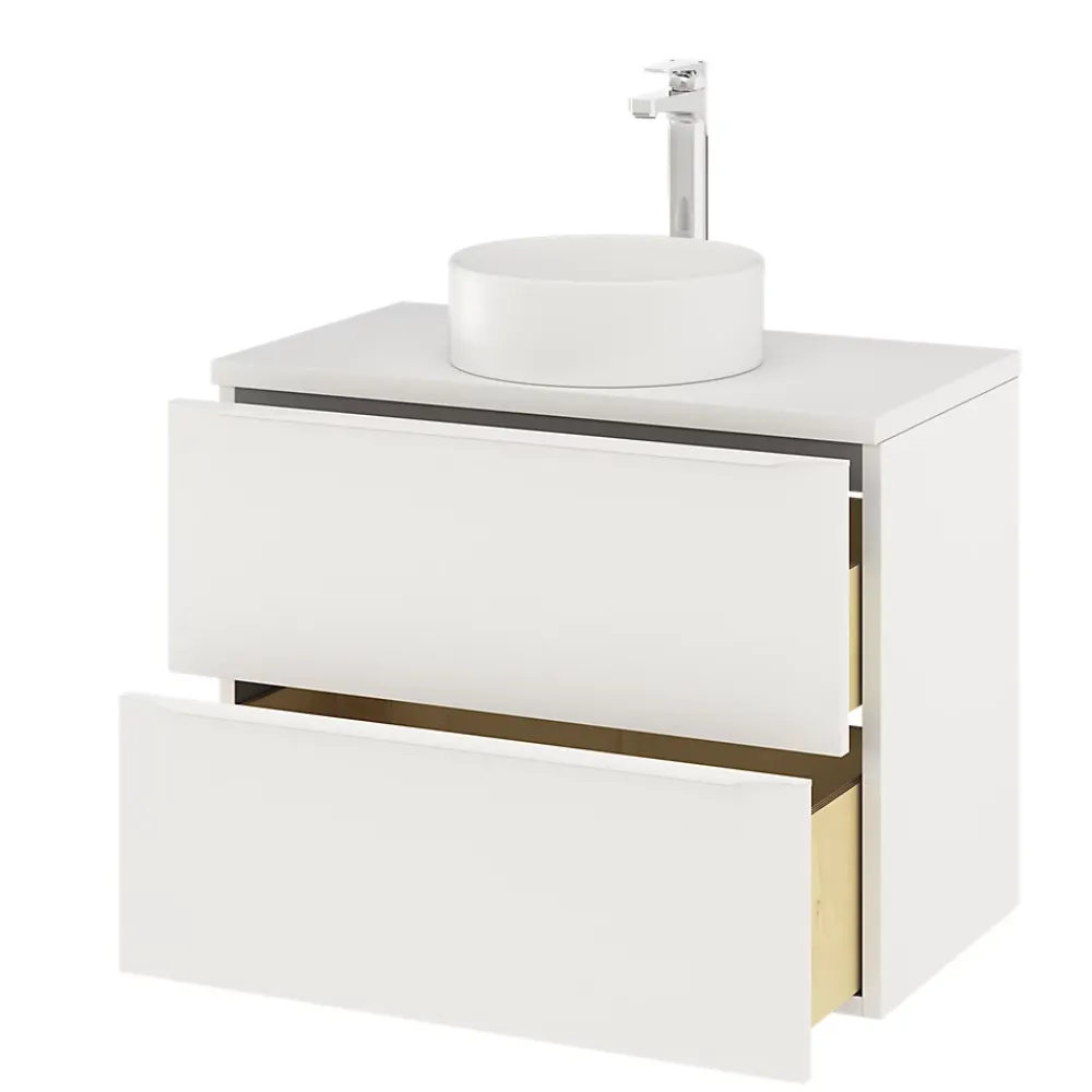 Meuble Buanderie|GoodHome Meuble sous vasque suspendu blanc mat l.80 x H.60 x P.45 cm, Imandra