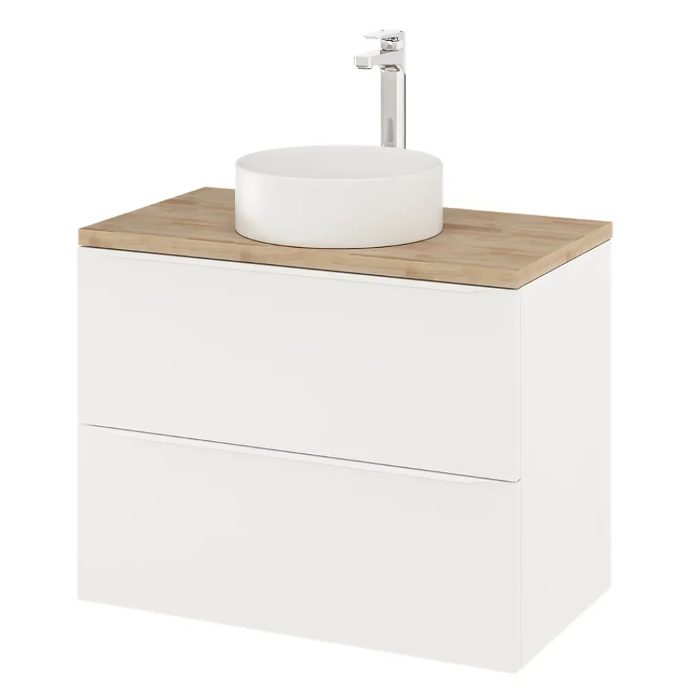 Meuble Buanderie|GoodHome Meuble sous vasque suspendu blanc mat l.80 x H.60 x P.45 cm, Imandra