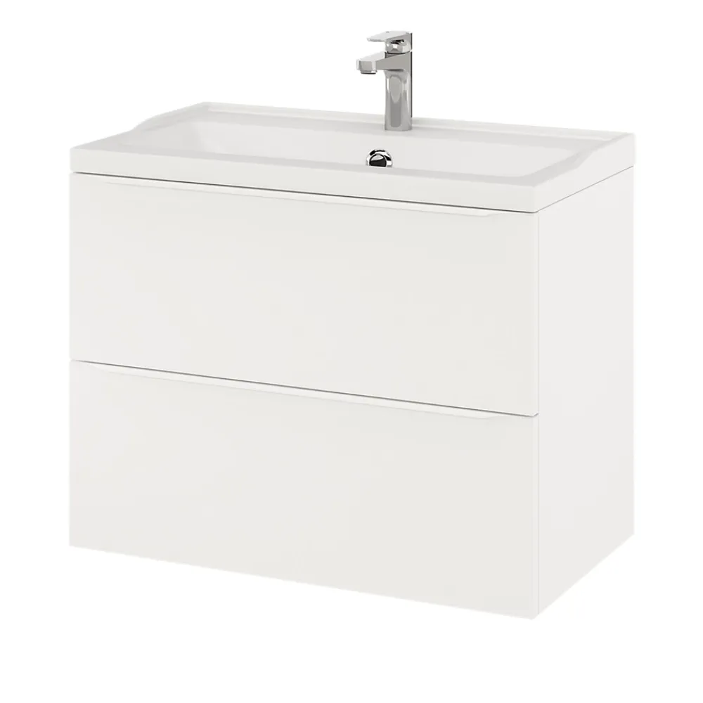 Meuble Buanderie|GoodHome Meuble sous vasque suspendu blanc mat l.80 x H.60 x P.45 cm, Imandra