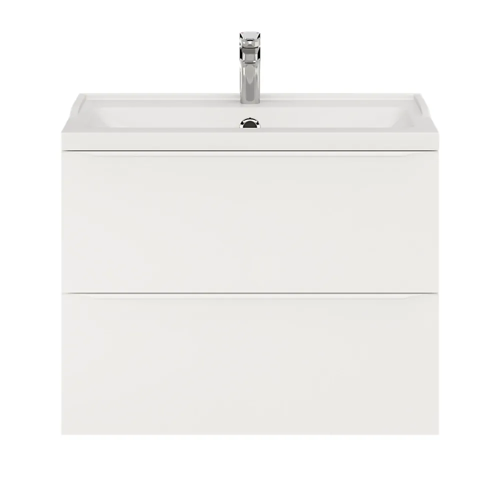 Meuble Buanderie|GoodHome Meuble sous vasque suspendu blanc mat l.80 x H.60 x P.45 cm, Imandra