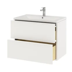 Meuble Buanderie|GoodHome Meuble sous vasque suspendu blanc mat l.80 x H.60 x P.45 cm, Imandra