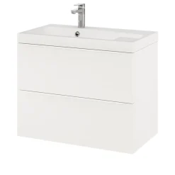 Meuble Buanderie|GoodHome Meuble sous vasque suspendu blanc mat l.80 x H.60 x P.45 cm, Imandra
