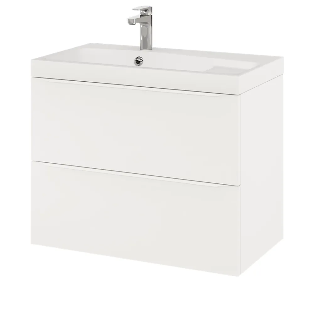Meuble Buanderie|GoodHome Meuble sous vasque suspendu blanc mat l.80 x H.60 x P.45 cm, Imandra