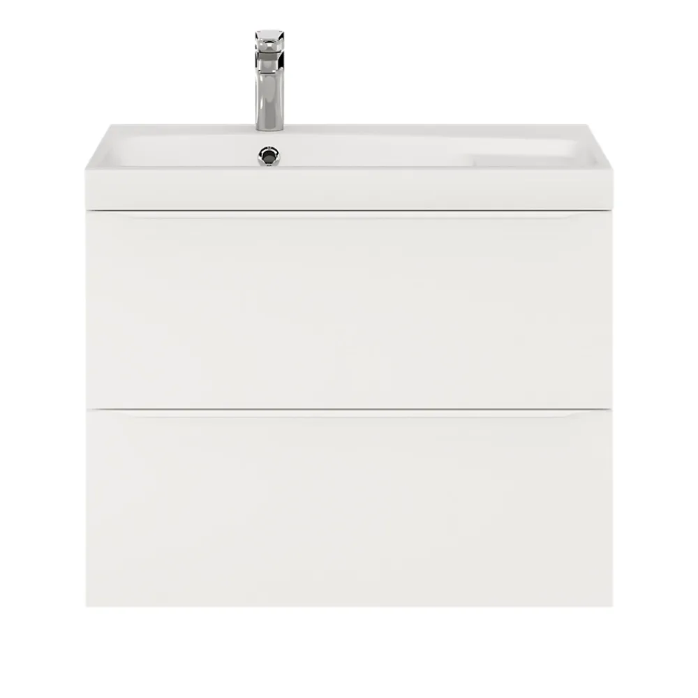 Meuble Buanderie|GoodHome Meuble sous vasque suspendu blanc mat l.80 x H.60 x P.45 cm, Imandra