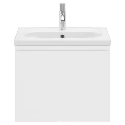 GoodHome Meuble sous vasque suspendu blanc mat 2 tiroirs l.60 x H.48 x P.45 cm Levanna
