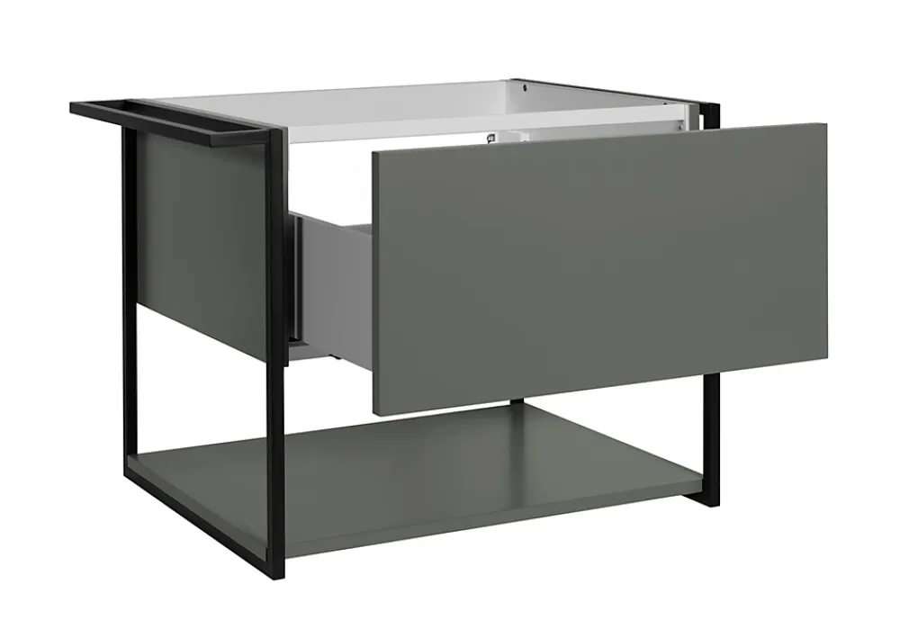 Furnidea Meuble sous vasque suspendu LOV avec porte-serviettes vert et noir 80 cm
