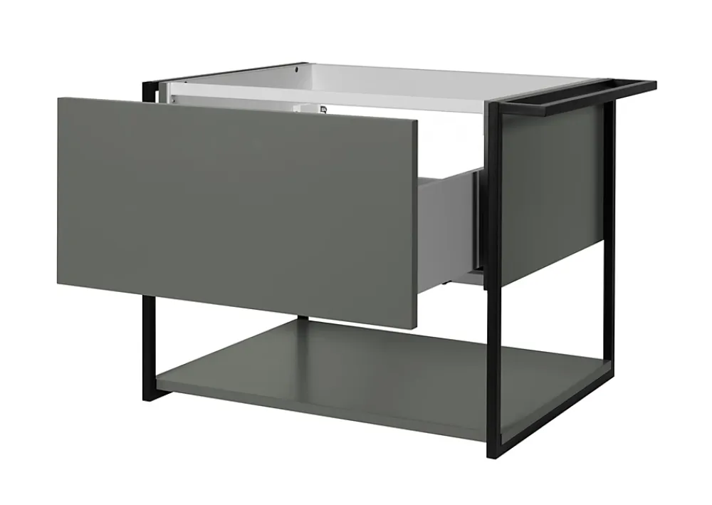 Furnidea Meuble sous vasque suspendu LOV avec porte-serviettes vert et noir 80 cm