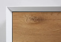 Bernstein Meuble sous vasque suspendu MDF Blanc mat, 2 tiroirs façade Aspect chêne - 120x40x55cm - Fiona 1200