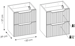 Meuble Sous-Vasque|Furnidea Meuble sous vasque suspendu 2 tiroirs NOVA CACHEMIRE 50 CM