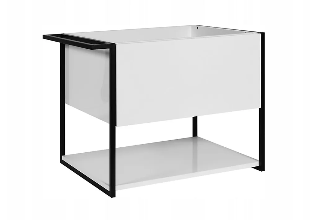 Furnidea Meuble sous vasque suspendu LOV avec porte-serviettes blanc brillant et noir 60 cm