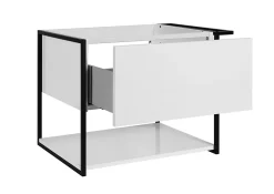 Furnidea Meuble sous vasque suspendu LOV avec porte-serviettes blanc brillant et noir 60 cm