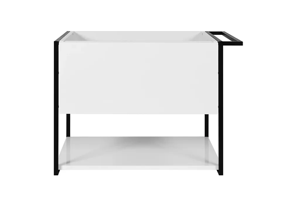 Furnidea Meuble sous vasque suspendu LOV avec porte-serviettes blanc brillant et noir 60 cm