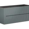 Meuble Sous-Vasque|Vente-unique Meuble sous vasque suspendu strié gris - 120 cm - PAVANI